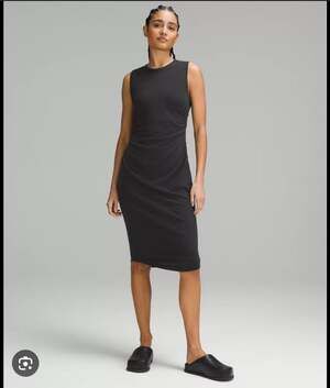 New Lululemon Shirred Nulu Midi Tank Dress size 8 Black Sleeveless